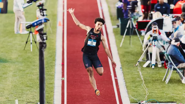 Zaid Latif in the long jump at the 2026 NCAA Outdoor Championships