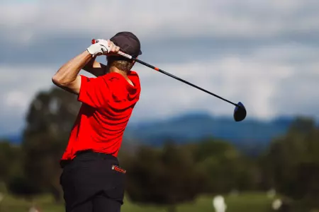 Connor Graham stripes a tee shot during the Corvallis Regional