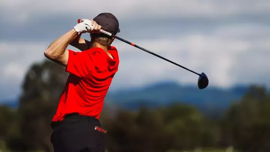 Connor Graham stripes a tee shot during the Corvallis Regional
