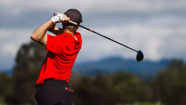 Connor Graham stripes a tee shot during the Corvallis Regional