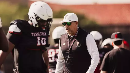 Jack Teachey coaching during Texas Tech fall camp