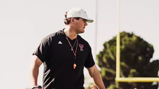 Jackson Kimble on the field during a Texas Tech Football practice session
