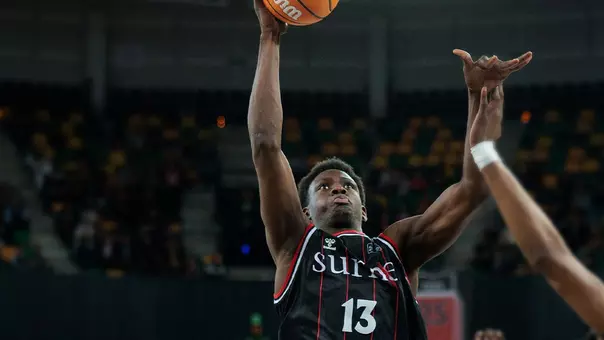 Bassala Bagayoko puts up a shot while playing for Bilbao Basket in Spain.