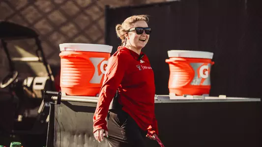 Addison Trower similing during practice session