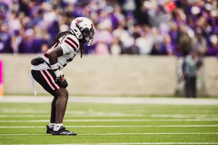 Mikal Harrison-Pilot lined up on defense for Texas Tech