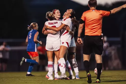 Tech celebrates on of its two goals in the 2-0 win over Boise State