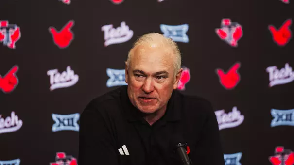 Joey McGuire addressing the media before the 2026 preseason camp begins