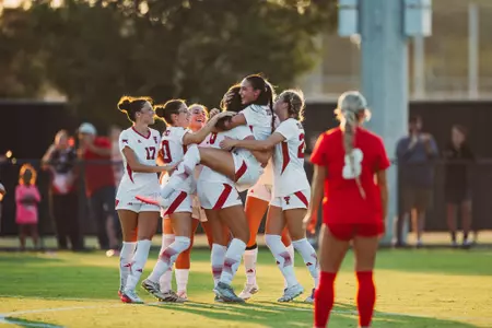 Texas Tech Soccer Celebrates its first half goal against UNM
