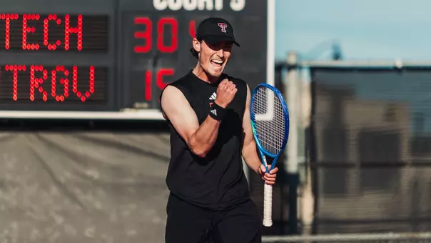 Texas Tech Men's Tennis vs UTRGV on February 7, 2026 (Photo by Adele Clarke/Texas Tech Athletics)
