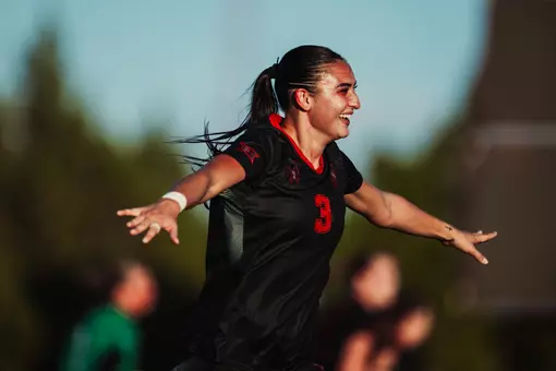 Kylie Bahr celebrates her first career goal in the 2-1 win over San Diego State