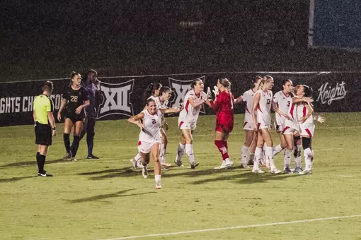 Tech celebrates its second goal during Thursday's 2-2 draw against UCF