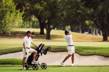 Adam Bresnu with Greg Sands during the Ben Hogan Collegiate Invitational