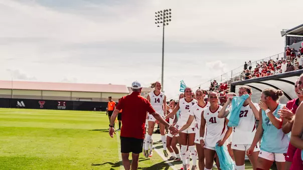 The Red Raiders celebrate their 3-1 win over Colorado Sunday