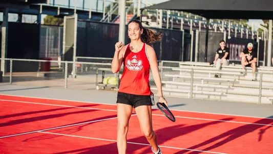 Jennifer Jackson celebrates her first practice as a Red Raider