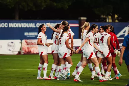 Texas Tech celebrates its first half goal Thursday night against SMU