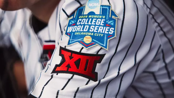 Photo of the jersey patch on texas tech softball at the WCWS