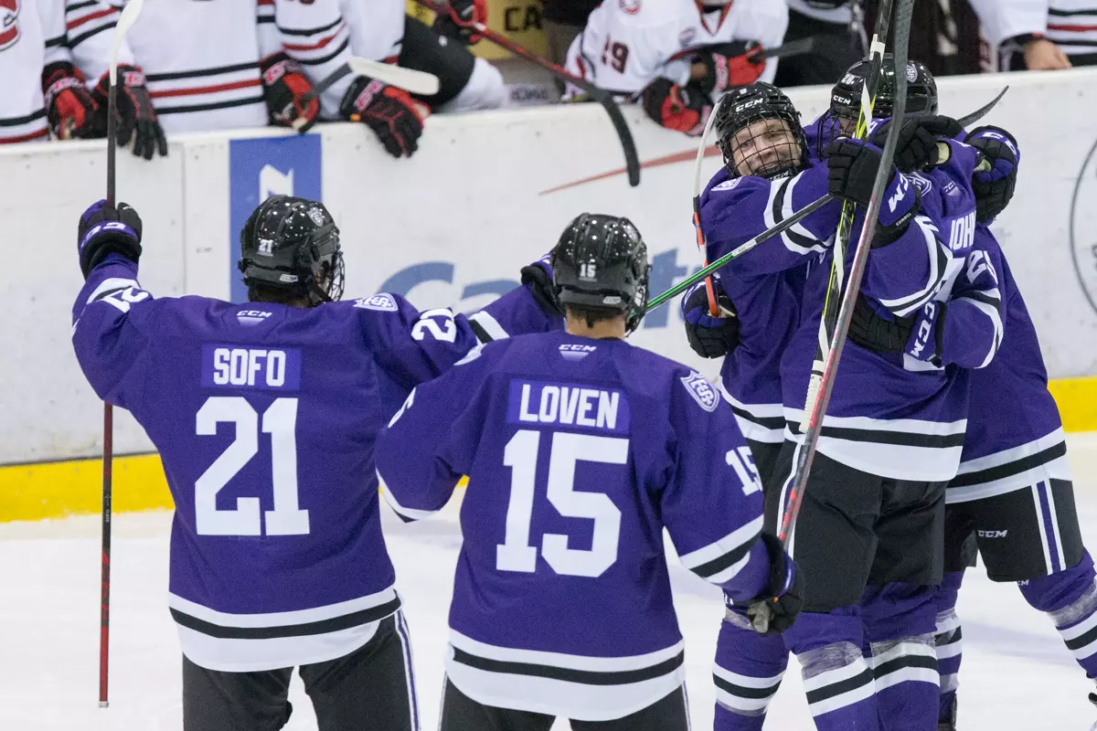 2021 October 2 St. Cloud State University and St. Thomas meet in a non conference hockey game at the Herb Brooks National Hockey Center in St. Cloud, MN