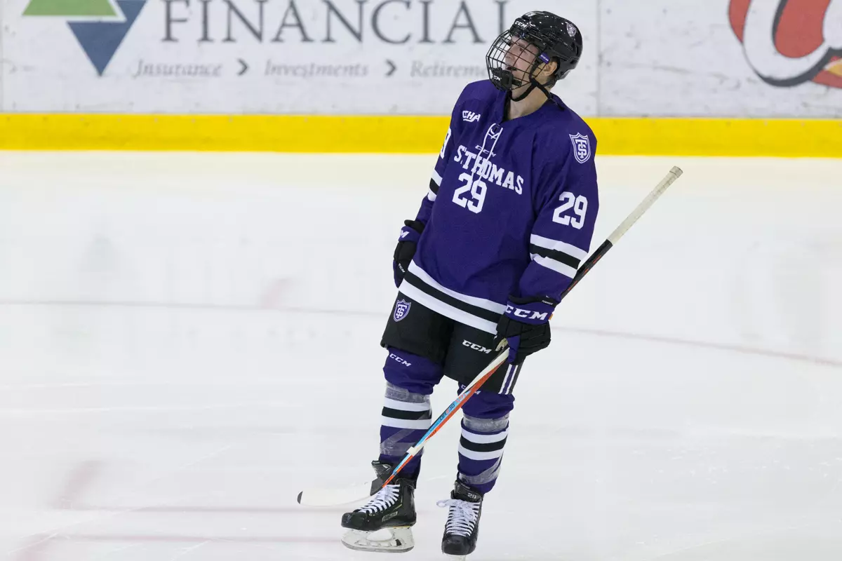 2021 October 2 St. Cloud State University and St. Thomas meet in a non conference hockey game at the Herb Brooks National Hockey Center in St. Cloud, MN