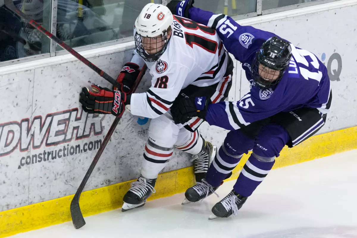 2021 October 2 St. Cloud State University and St. Thomas meet in a non conference hockey game at the Herb Brooks National Hockey Center in St. Cloud, MN