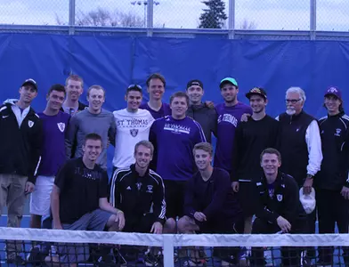 Men's Tennis holds off Scots to open playoffs Image