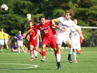 Men's soccer overcomes slow start in 2-1 win Image