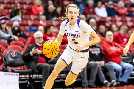 Madison, WI - Faith Feuerbach (5) during a non-conference game against Wisconsin on Sunday, December 11, 2022. The Badgers defeated the Tommies 72-64. (Photo by Kodiak Creative/Jimmy Naprstek)
