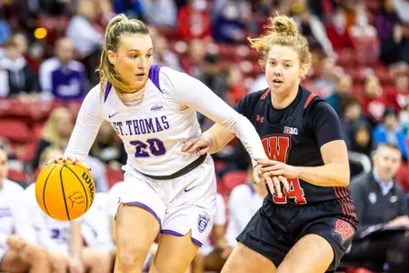 Madison, WI - Sammy Opichka (20) during a non-conference game against Wisconsin on Sunday, December 11, 2022. The Badgers defeated the Tommies 72-64. (Photo by Kodiak Creative/Jimmy Naprstek)