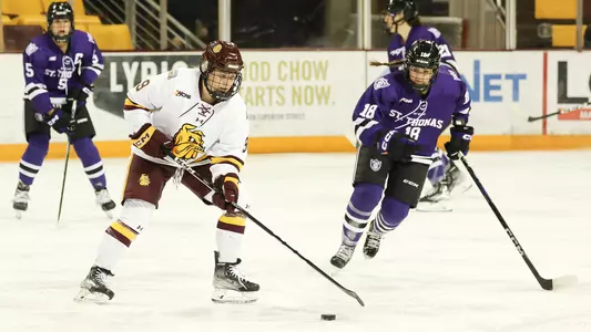 Gabby Billing chases down the puck