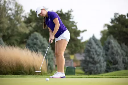 St. Thomas women’s golf plays 18 holes on the second day of the Big O Classic at Oak Hills CC in Omaha, Nebraska on October 03, 2023.