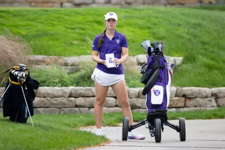 St. Thomas women’s golf plays 18 holes on the second day of the Big O Classic at Oak Hills CC in Omaha, Nebraska on October 03, 2023.