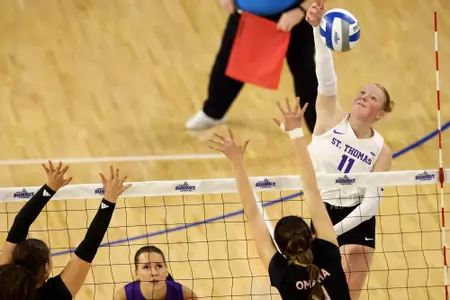 BROOKINGS, SD - November 23: 2025 Summit League Volleyball Tournament at First Bank & Trust Arena on November 23, 2025 in Brookings, South Dakota. (Photo by Dave Eggen/Inertia)