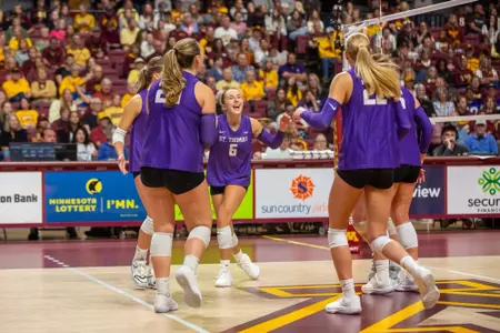 Kira Brundage / St. Thomas Volleyball fell to No. 13 Minnesota Saturday, Sept. 13 at Maturi Pavilion.