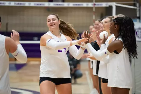 Audrey Kocon / St. Thomas Volleyball swept Miami (FL) on Saturday, Sept. 12, 2026 in Schoenecker Arena for its third win over a Power 4 team over the past three seasons.