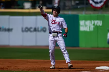 MOTGOMERY, ALABAMA - MAY 28: The Georgia Southern Eagles face the Troy Torjans in Game Seven of the 2022 Sun Belt Baseball Championships at Riverwalk Stadium on May 28, 2022 in Montgomery, Alabama