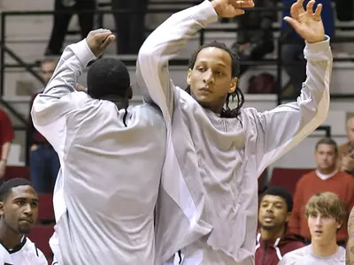 Senior center Bernard Toombs in pregame intros