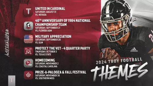 Troy Announces Football Game Themes for 2024 Home Slate Image