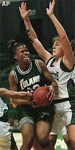 Salome Hector pulls down a rebound against North Carolina-Charlotte in the first half Sunday.