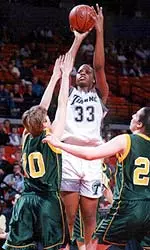 Janell Burse had 29 points, <br> 15 rebounds and four <br> blocks against Southern Miss