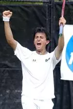 Senior Victor Romero celebrates his victory in the NCAA Regional Championship on Sunday afternoon.