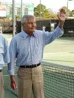 A two-time NCAA singles champion at Tulane and seven-time member of the United States Davis Cup team, Ham Richardson returned to campus for the Tennis Alumni Weekend and the announcment of the tennis endowment in his name.