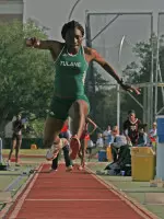 In addition to setting a personal best in the long jump, freshman Nicolette Taku also provisionally qualified for the NCAA Mideast Regionals with a personal best in the triple jump at the LSU Alumni Gold Invitational.