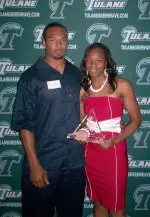 Junior football athlete Matt Forte and Senior track standout Gloria Asumnu were named Tulane's 2007 Male/Female Student-Athletes of the Year, respectively.