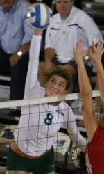 Freshman outside hitter Visnja Djurdjevic had 23 kills, 12 digs and a block assist in Saturday's five-set intrasquad scrimmage.