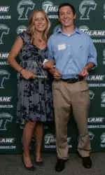 Tulane student-athletes Ashley Bernards and Hunter Johnson were named Scholar Athletes of the Year at the 2008 Tulane athletic awards banquet.