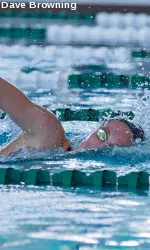 Freshman Allie Evans helped the 400 free relay team post a win in Saturday's dual meet at North Texas.