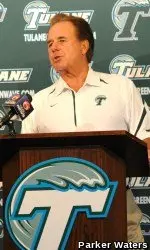 Head coach Bob Toledo addressed the media during Tulane's weekly football press conference at the James W. Wilson, Jr. Center.