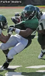 Freshman running back Carlos Wilson ran for 44 yards and a touchdown in Saturday's scrimmage at the Westfeldt Practice Facility.