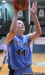 Senior center Brett Benzio had a double-double with 14 points and 11 rebounds in Tulane's 62-45 win over Louisiana-Monroe on Monday.