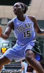 Forward Adesuwa Ebomwonyi was named Conference USA Freshman of the Week after averaging nearly a double-double during the Green Wave's 2-1 week.