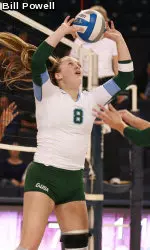 Junior setter Mel Mandelbaum posted her ninth double-double of the season and the 29th of her career with 11 assists and 11 digs on Sunday afternoon at Tulsa.